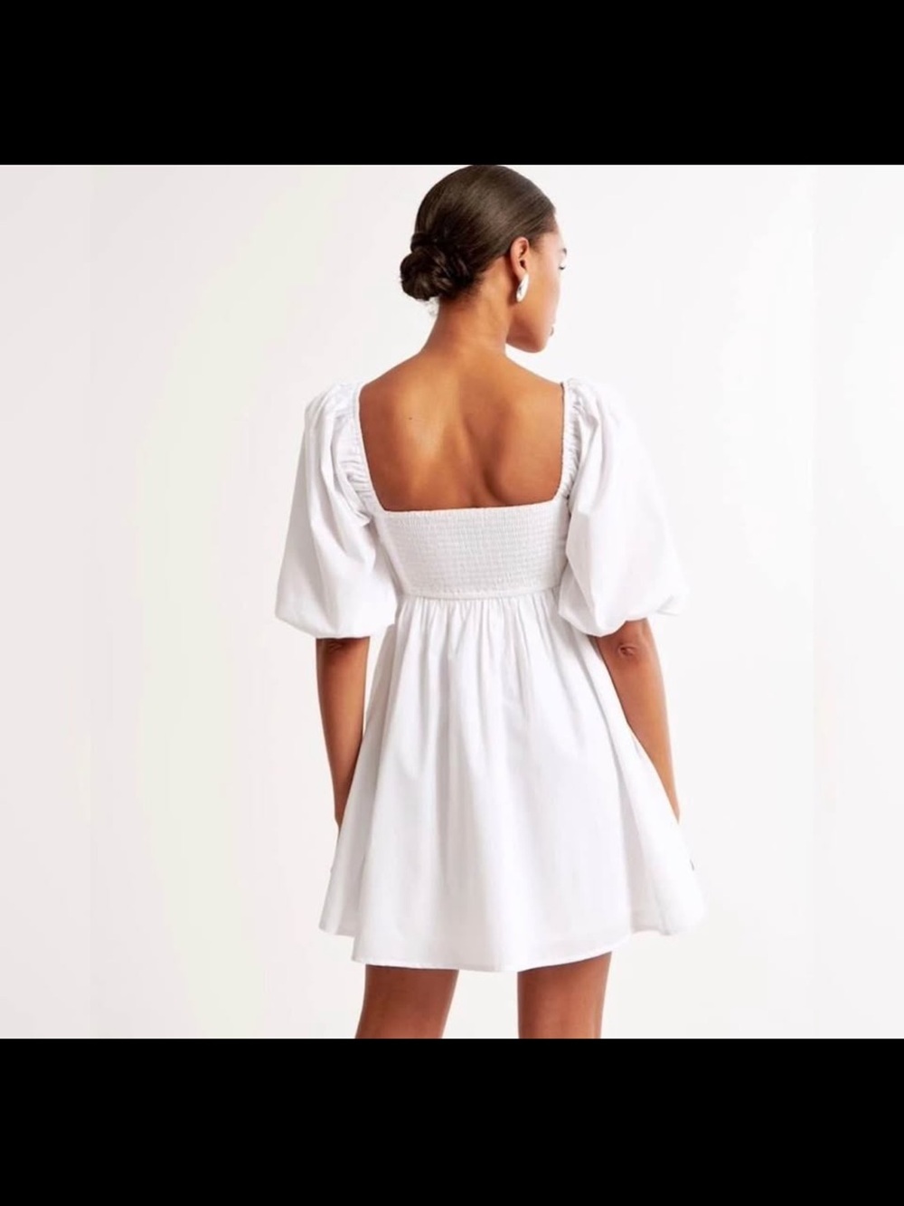 Abercrombie & Fitch White Puff-Sleeve Square-Neck Mini Dress - Picture 5 of 5